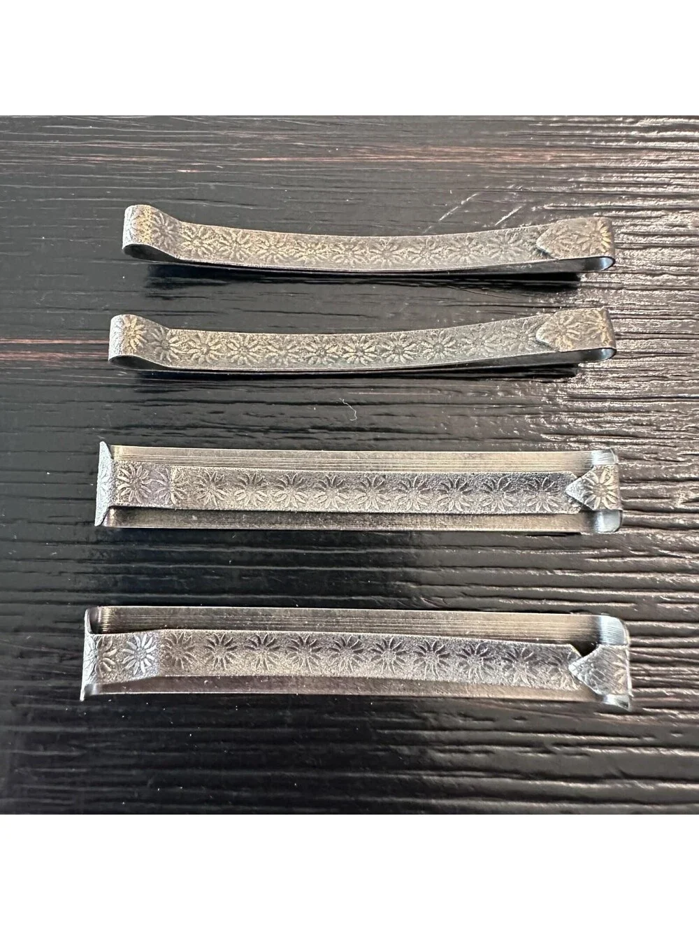 Vintage Silver Tone Floral Barrette Set Of 4 Embossed Metal Hair Accessories VGC